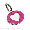 Pink Heart Dog Tag (Oval) Glitter